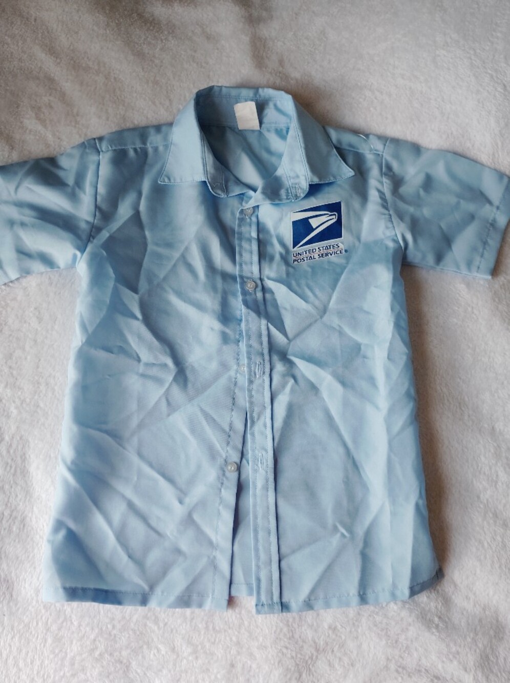 Kids USPS Postal Letter Carrier Uniform Shirt Light Blue Short Sleeve Costume